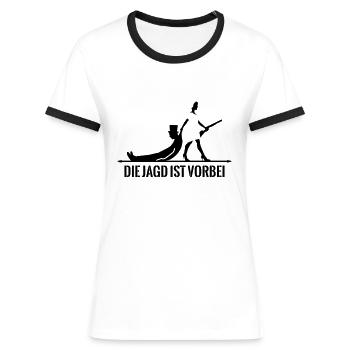 die Jagd ist vorbei Game Over JGA - Frauen Kontrast-T-Shirt - Weiß/Schwarz - Vorne - Selfina (174cm)
