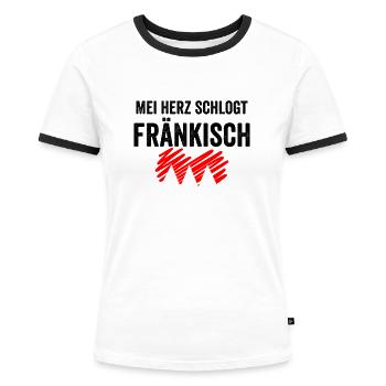 Fränkisches Wappen Franke Fränkisch Oberfranken Lu - Frauen Kontrast-T-Shirt - Weiß/Schwarz - Vorne - Selfina (174cm)