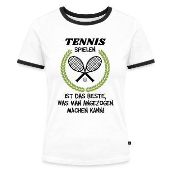 Perfekter Tennistrainer Spruch, Tennis Geschenk - Frauen Kontrast-T-Shirt - Weiß/Schwarz - Vorne - Selfina (174cm)