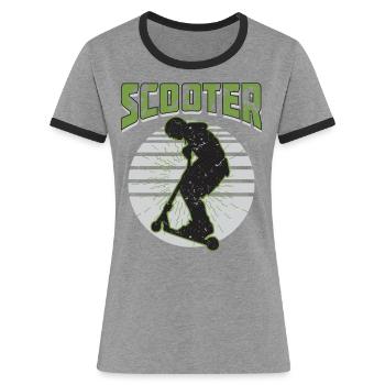 Scooter Cascadeur de scooters - T-shirt contrasté Femme - gris chiné/noir - Devant - Selfina (174cm)