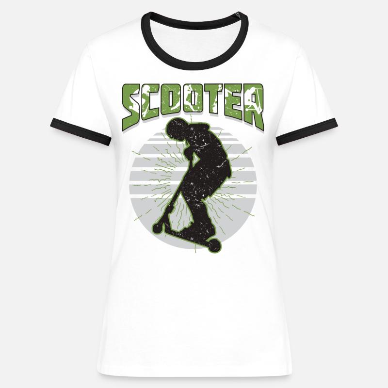 Scooter Stuntscooter Stunt Roller - Women's Ringer T-Shirt - white/black