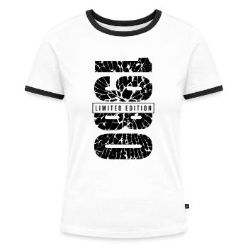 1980 Limited Edition Geburtsjahr 1980 Grunge Deko - Frauen Kontrast-T-Shirt - Weiß/Schwarz - Vorne - Selfina (174cm)