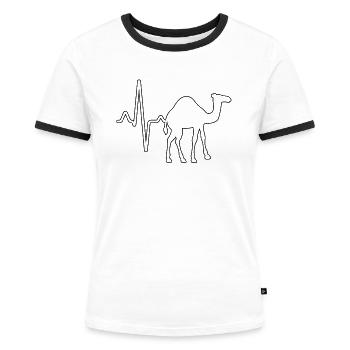 Dromedary Heartbeat - Women's Ringer T-Shirt - white/black - Front - Selfina (174cm)