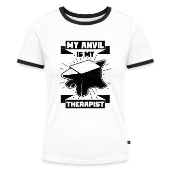 blacksmith - Women's Ringer T-Shirt - white/black - Front - Selfina (174cm)