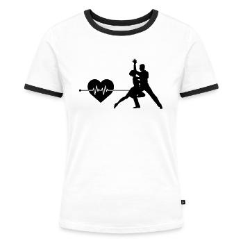 Tanzen Herzschlag - Frauen Kontrast-T-Shirt - Weiß/Schwarz - Vorne - Selfina (174cm)