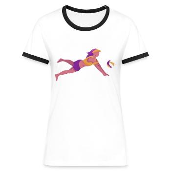 Volleyball Beachvolleyball Geschenk Strand - Frauen Kontrast-T-Shirt - Weiß/Schwarz - Vorne - Selfina (174cm)