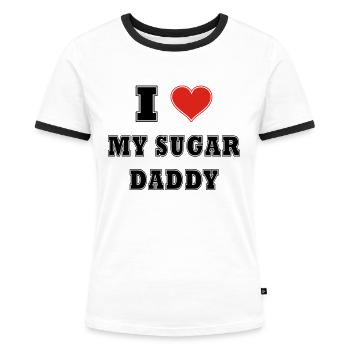 J’adore mon Sugar daddy - T-shirt contrasté Femme - blanc/noir - Devant - Selfina (174cm)