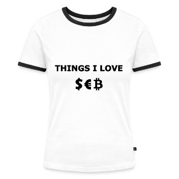 Le capitaliste - T-shirt contrasté Femme - blanc/noir - Devant - Selfina (174cm)