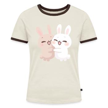 Hasen Freunde: Niedliches Design für Tierfans - Frauen Kontrast-T-Shirt - Blau/Weiß - Vorne