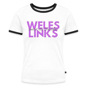 weles links - Frauen Kontrast-T-Shirt - Weiß/Schwarz - Vorne - Selfina (174cm)
