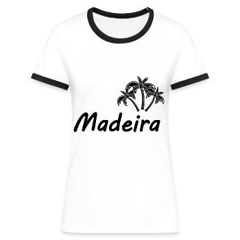 Vacances à Madère - T-shirt contrasté Femme - blanc/noir - Devant - Selfina (174cm)
