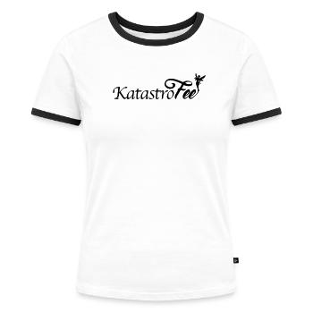 KatastroFEE - Frauen Kontrast-T-Shirt - Weiß/Schwarz - Vorne - Selfina (174cm)