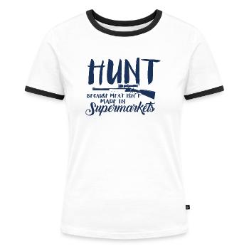 Chasseurs sauvages Chasse chasse à la chasse - T-shirt contrasté Femme - blanc/noir - Devant - Selfina (174cm)