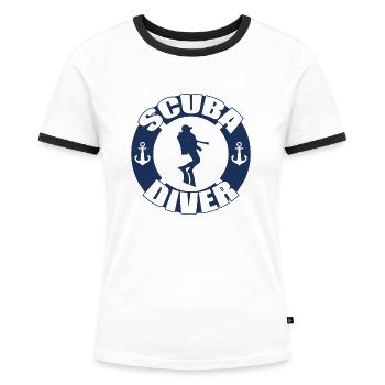 Diving Diver Gift - Women's Ringer T-Shirt - white/black - Front - Selfina (174cm)