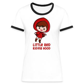 Rotkäppchen - Frauen Kontrast-T-Shirt - Weiß/Schwarz - Vorne - Selfina (174cm)