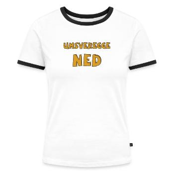 Umsveregge ned - Frauen Kontrast-T-Shirt - Weiß/Schwarz - Vorne - Selfina (174cm)