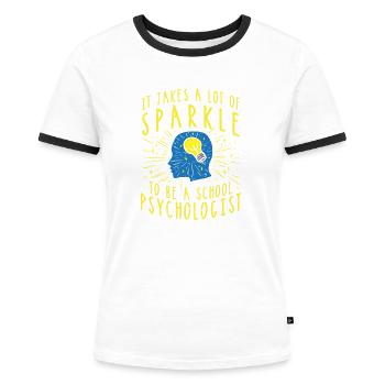Psychologue scolaire thérapeute scolaire thérapeute scolaire - T-shirt contrasté Femme - blanc/noir - Devant - Selfina (174cm)