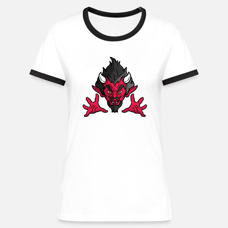 Devil Face - Women's Ringer T-Shirt - white/black