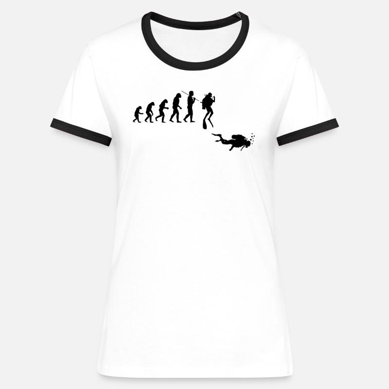 Evolution diving for divers - Women's Ringer T-Shirt - white/black