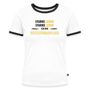 Heilerziehungspflegerin Heilerziehungspfleger - Frauen Kontrast-T-Shirt - Weiß/Schwarz - Vorne - Selfina (174cm)
