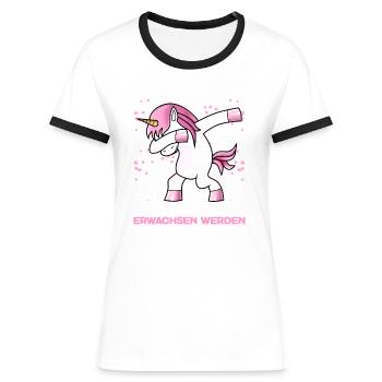 Endlich 18 Jetzt Muss Ich Nur Noch Erwachsen - Frauen Kontrast-T-Shirt - Weiß/Schwarz - Vorne - Selfina (174cm)