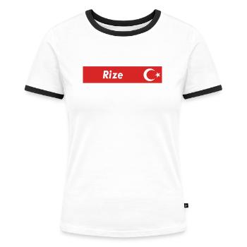 53 Rize Türkisches Nummernschild als Geschenk - Frauen Kontrast-T-Shirt - Weiß/Schwarz - Vorne - Selfina (174cm)