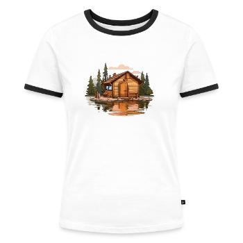 Sauna T finnische Sauna Wellness für Saunagänger - Frauen Kontrast-T-Shirt - Weiß/Schwarz - Vorne - Selfina (174cm)
