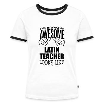 Latin - T-shirt contrasté Femme - blanc/noir - Devant - Selfina (174cm)