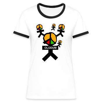 OLODUM - Frauen Kontrast-T-Shirt - Weiß/Schwarz - Vorne - Selfina (174cm)