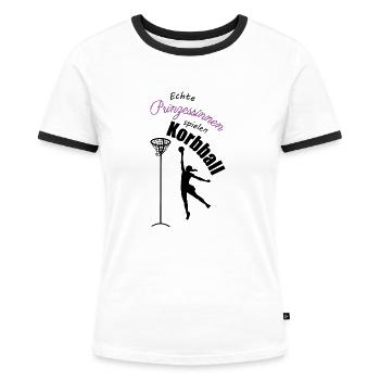 Echte Prinzessinnen spielen Korbball - Frauen Kontrast-T-Shirt - Weiß/Schwarz - Vorne - Selfina (174cm)