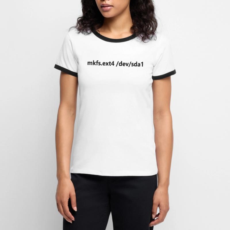 Linux Admin Format de disque dur Linux T-shirt contrasté Femme