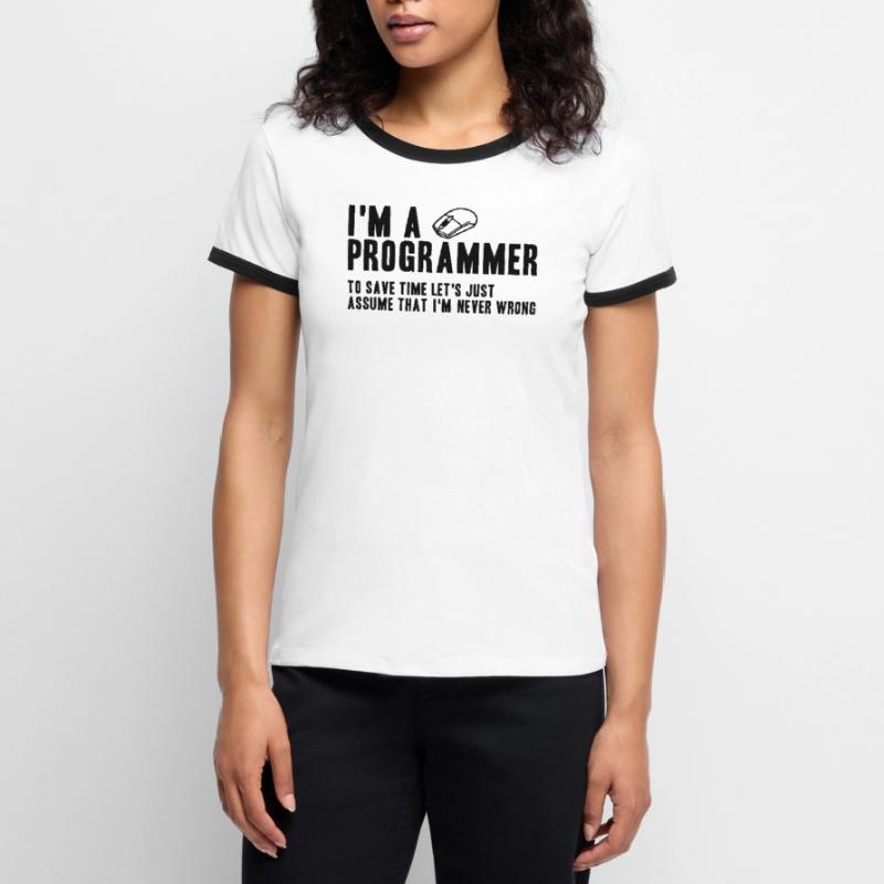 Cadeau pour programmeur Coding Programmer T-shirt contrasté Femme