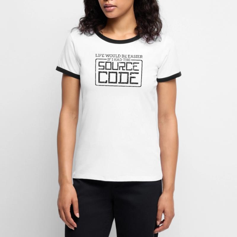 La vie serait plus facile si j’avais le code source - T-shirt contrasté Femme