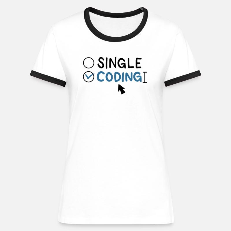Programmering af softwareingeniør til enkelt kodning - Dame kontrast-T-shirt - hvid/sort