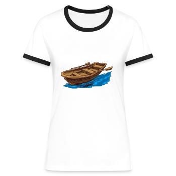 Cooles Spreewald Ostdeutschland Design - Frauen Kontrast-T-Shirt - Weiß/Schwarz - Vorne - Selfina (174cm)