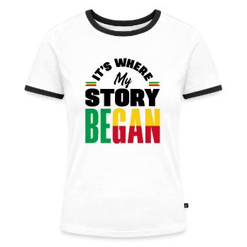 Béninois Bénin Drapeau Béninois Citation - T-shirt contrasté Femme - blanc/noir - Devant - Selfina (174cm)