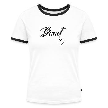 Braut Bachelorette Gruppenoutfits - Frauen Kontrast-T-Shirt - Weiß/Schwarz - Vorne - Selfina (174cm)