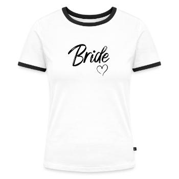 Enterrement de vie de jeune fille White Bride - T-shirt contrasté Femme - blanc/noir - Devant - Selfina (174cm)