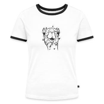 Kamel Höcker Savanne Wüste Dromedar - Frauen Kontrast-T-Shirt - Weiß/Schwarz - Vorne - Selfina (174cm)