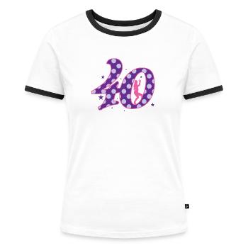 40th Birthday in Seventies Style - Women's Ringer T-Shirt - white/black - Front - Selfina (174cm)