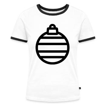 Boule de Noël - T-shirt contrasté Femme - blanc/noir - Devant - Selfina (174cm)