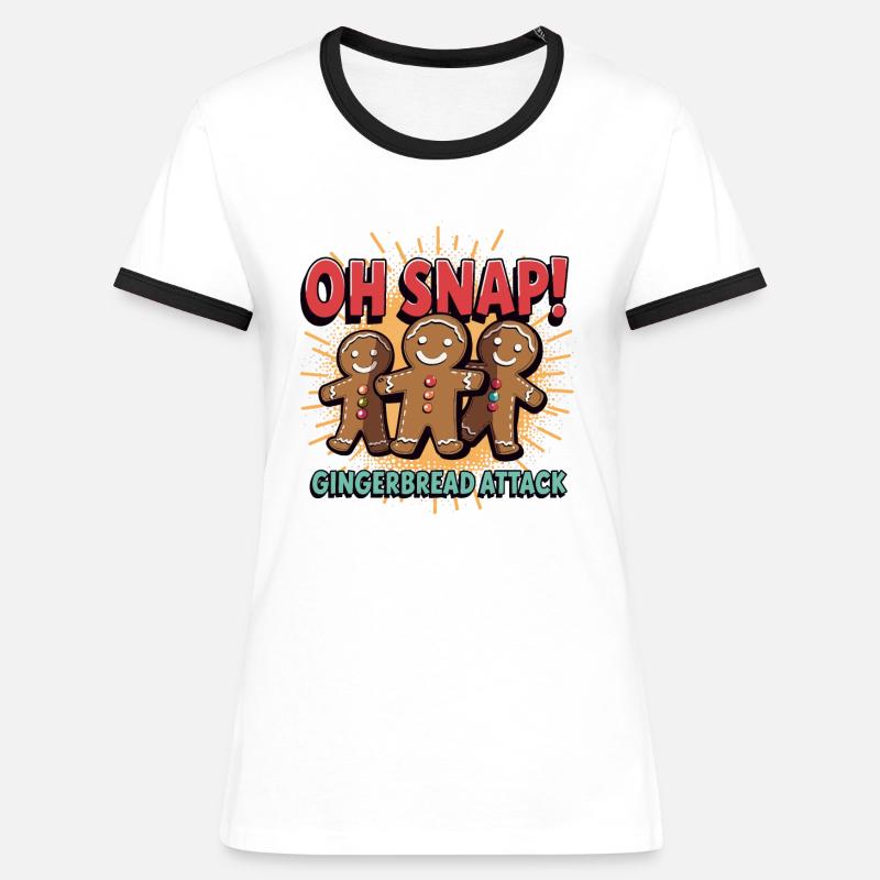 GINGERBREAD - Women's Ringer T-Shirt - white/black