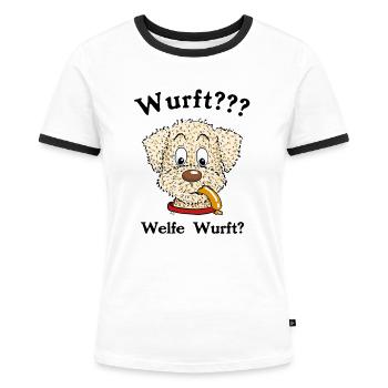 Pino Wurst1 2 - Frauen Kontrast-T-Shirt - Weiß/Schwarz - Vorne - Selfina (174cm)