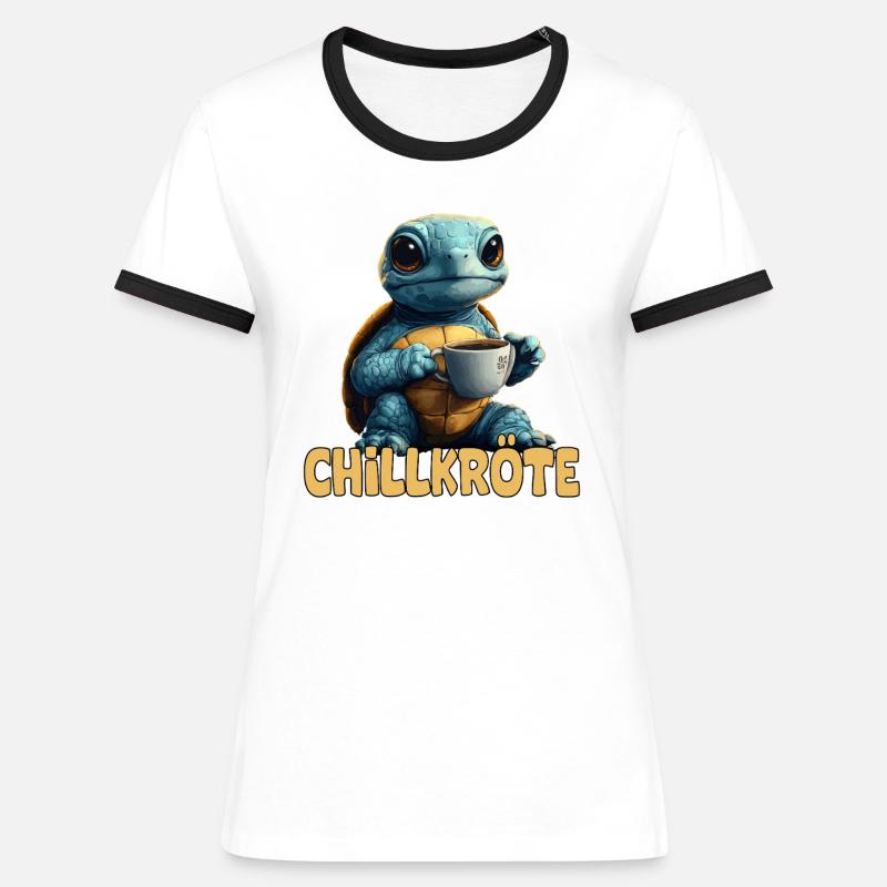 Chill Toad Pun Turtle - Women's Ringer T-Shirt - white/black