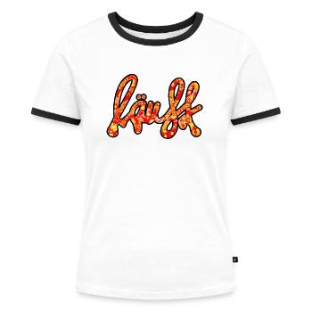 cooler Spruch - läuft - coole Sprüche - Frauen Kontrast-T-Shirt - Weiß/Schwarz - Vorne - Selfina (174cm)