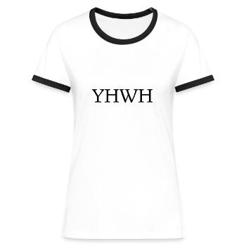 JHWH - Frauen Kontrast-T-Shirt - Weiß/Schwarz - Vorne - Selfina (174cm)
