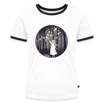 Die Sterntaler - Frauen Kontrast-T-Shirt - Weiß/Schwarz - Vorne - Selfina (174cm)