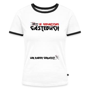 Gästebuch 18. Geburtstag Rock Fans Party Shirt - Frauen Kontrast-T-Shirt - Weiß/Schwarz - Vorne - Selfina (174cm)