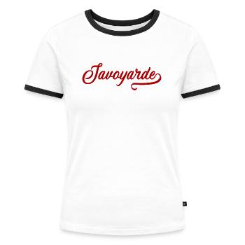 Savoyard - Women's Ringer T-Shirt - white/black - Front - Selfina (174cm)