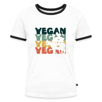 Vegan Veganer Veganerin Hippie - Frauen Kontrast-T-Shirt - Weiß/Schwarz - Vorne - Selfina (174cm)